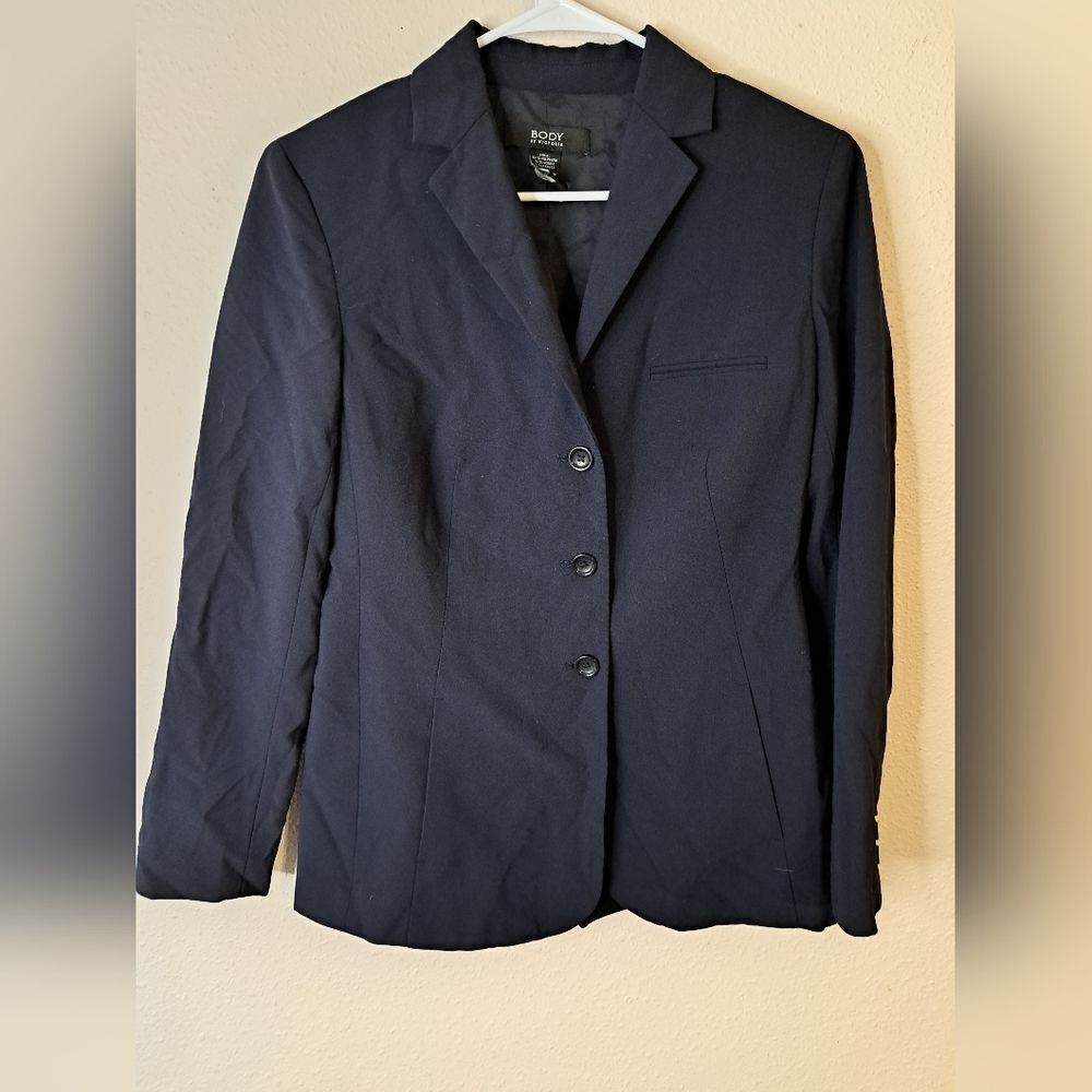 Body by Victoria navy blue lined blazer suit jacket size 6
